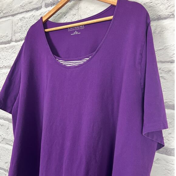 Catherines Suprema Womens 3X Preppy Classic Nautical Layered Look T Shirt Top - Picture 5 of 14